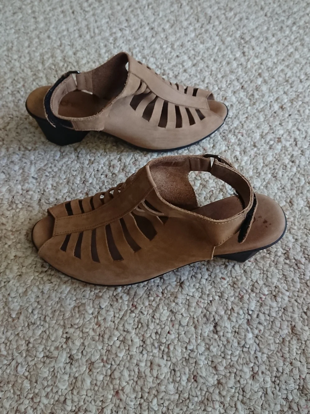 Arche Enexor Cutout Slingback brown suede leather Mid-Heel Sandals size 7.5